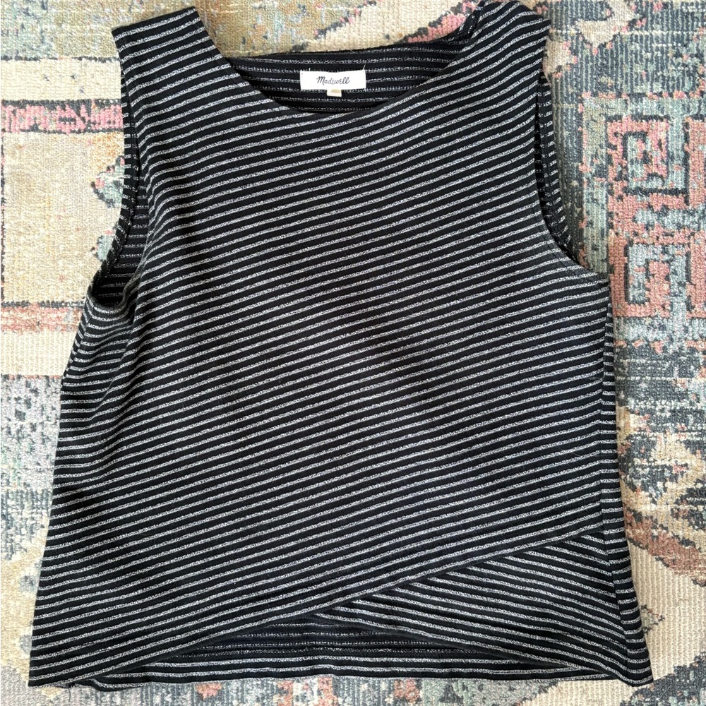 Madewell Black and White Striped Tank Top